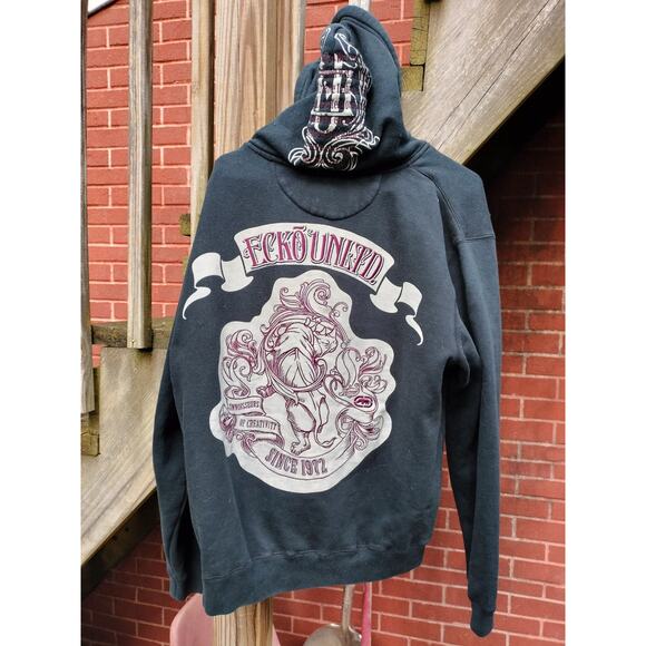 Ecko Unltd Vintage Y2K Hoodie Embroidered Skater Cyber Mall Goth XL Graffiti - Picture 1 of 10
